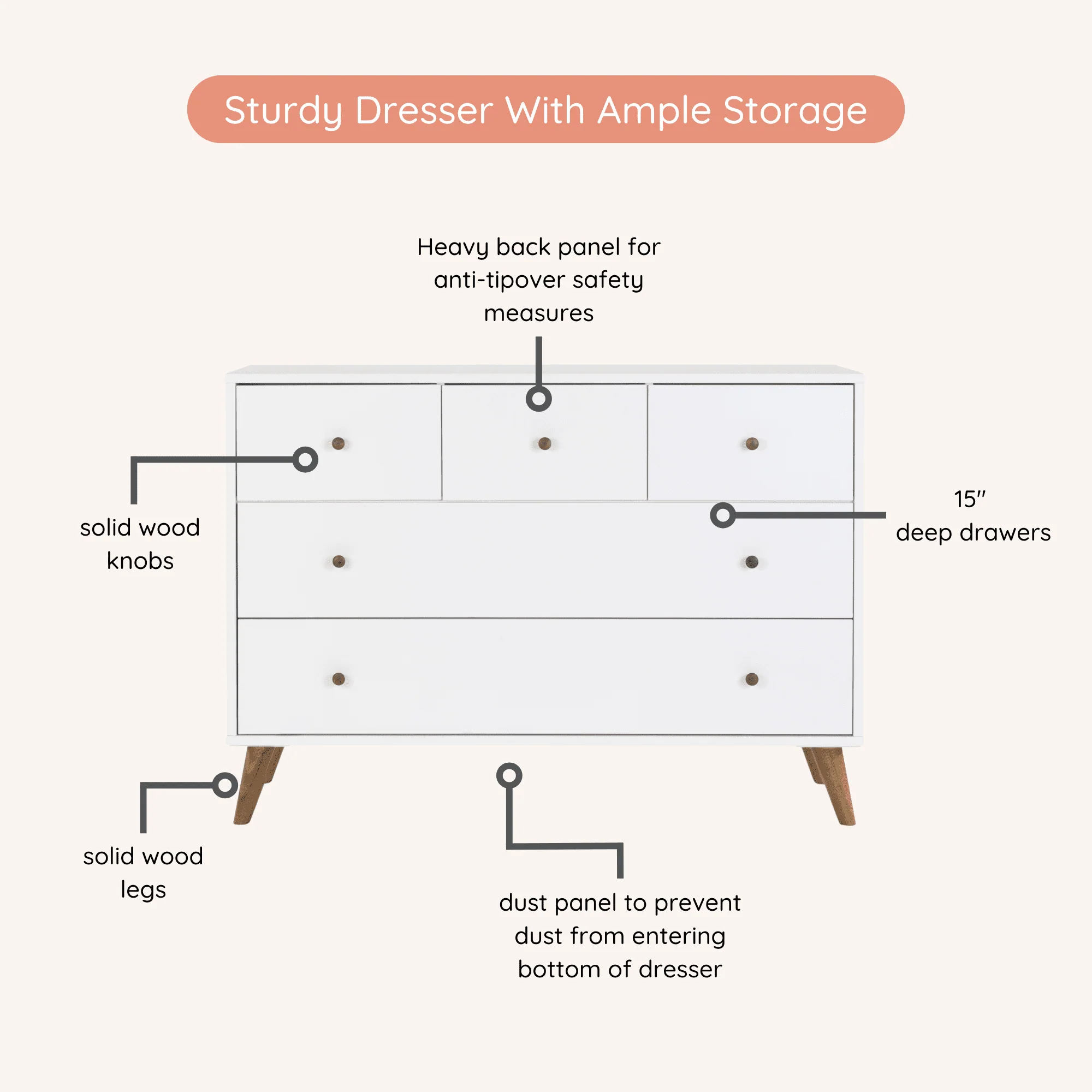 Austin 5-Drawer Nursery Dresser - Image 21