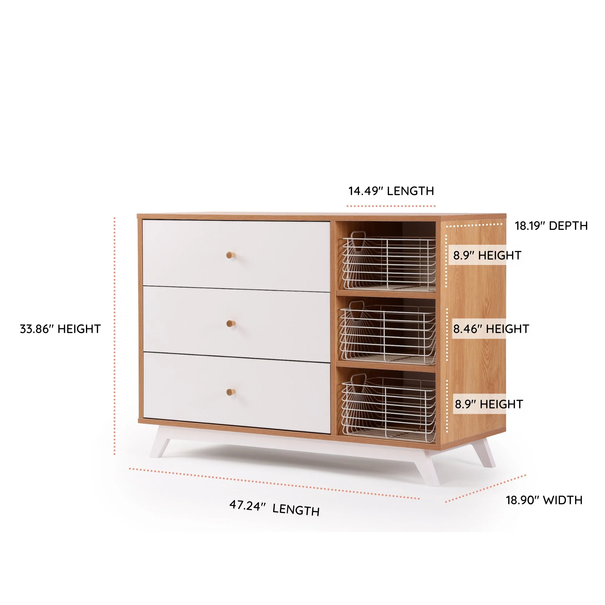 Central Park 3-Drawer, Two Shelf Nursery Dresser - Image 23
