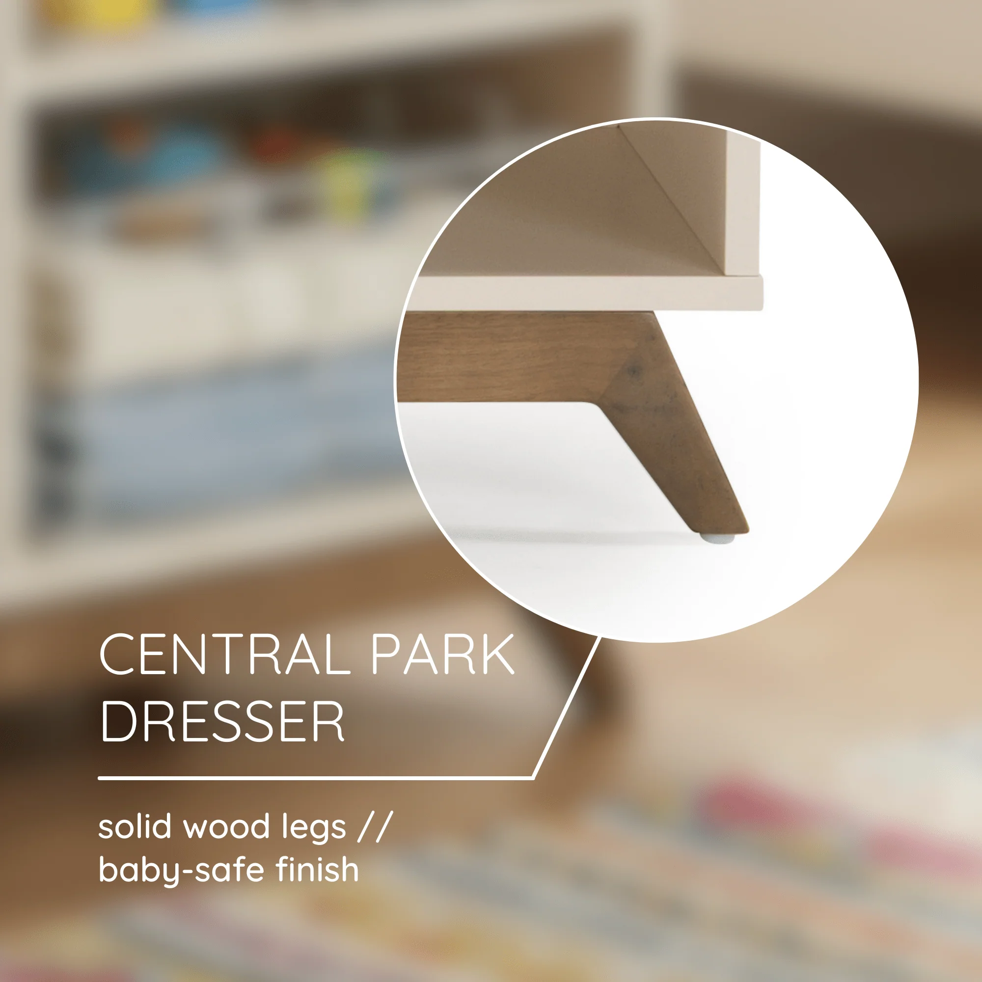 Central Park 3-Drawer, Two Shelf Nursery Dresser + Free Storage Baskets - Image 3