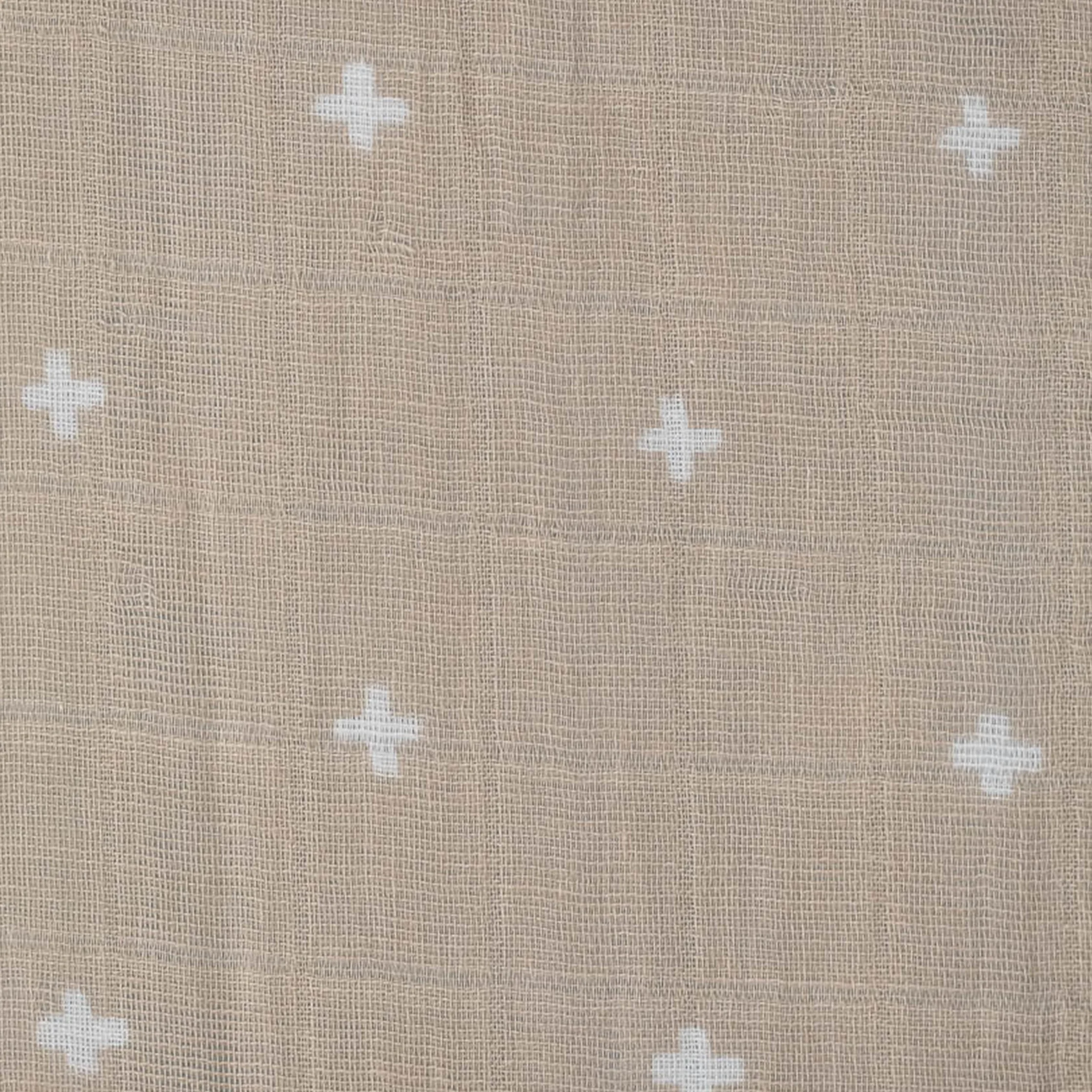 Cotton Muslin Crib Sheet - Taupe Cross - Image 3