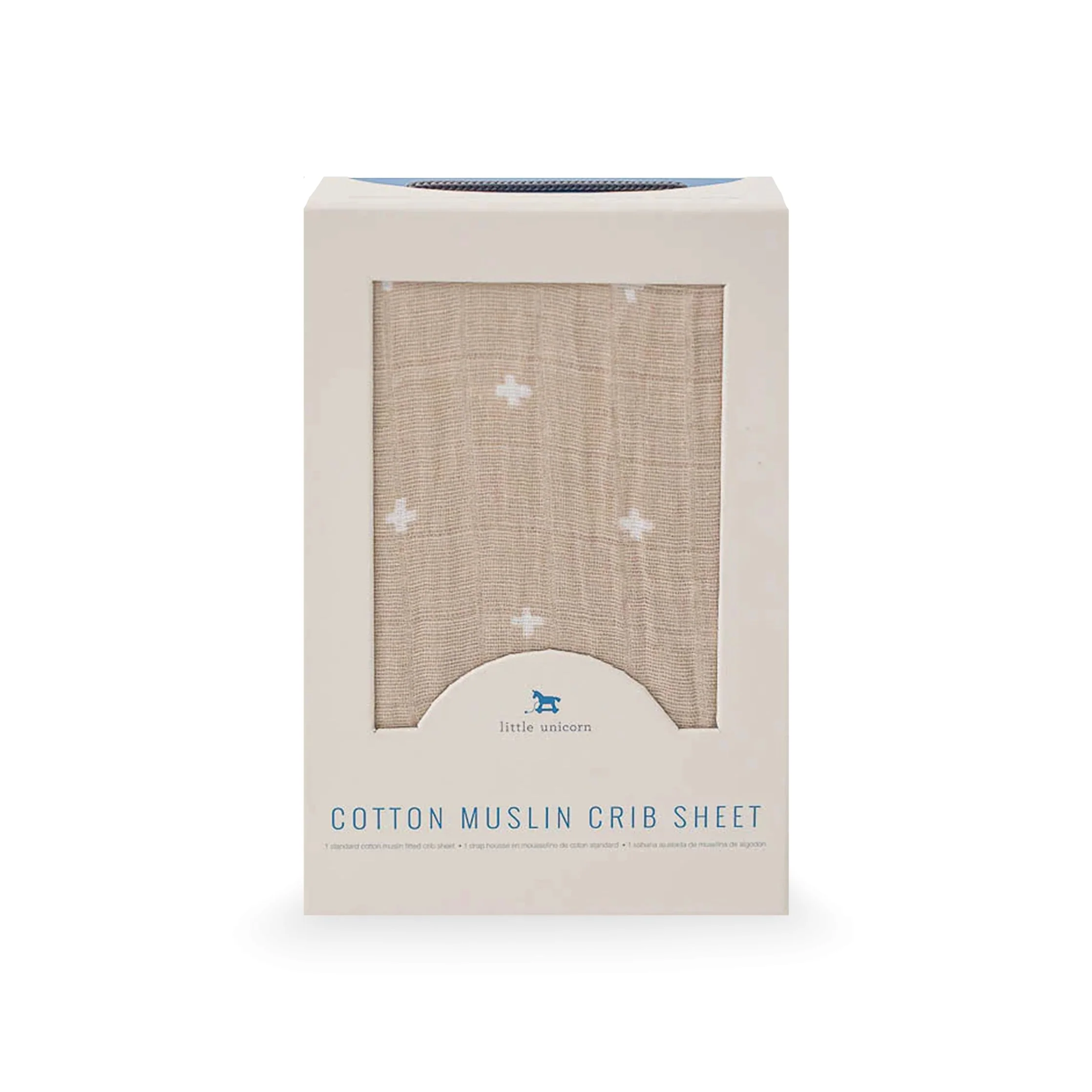 Cotton Muslin Crib Sheet - Taupe Cross - Image 4