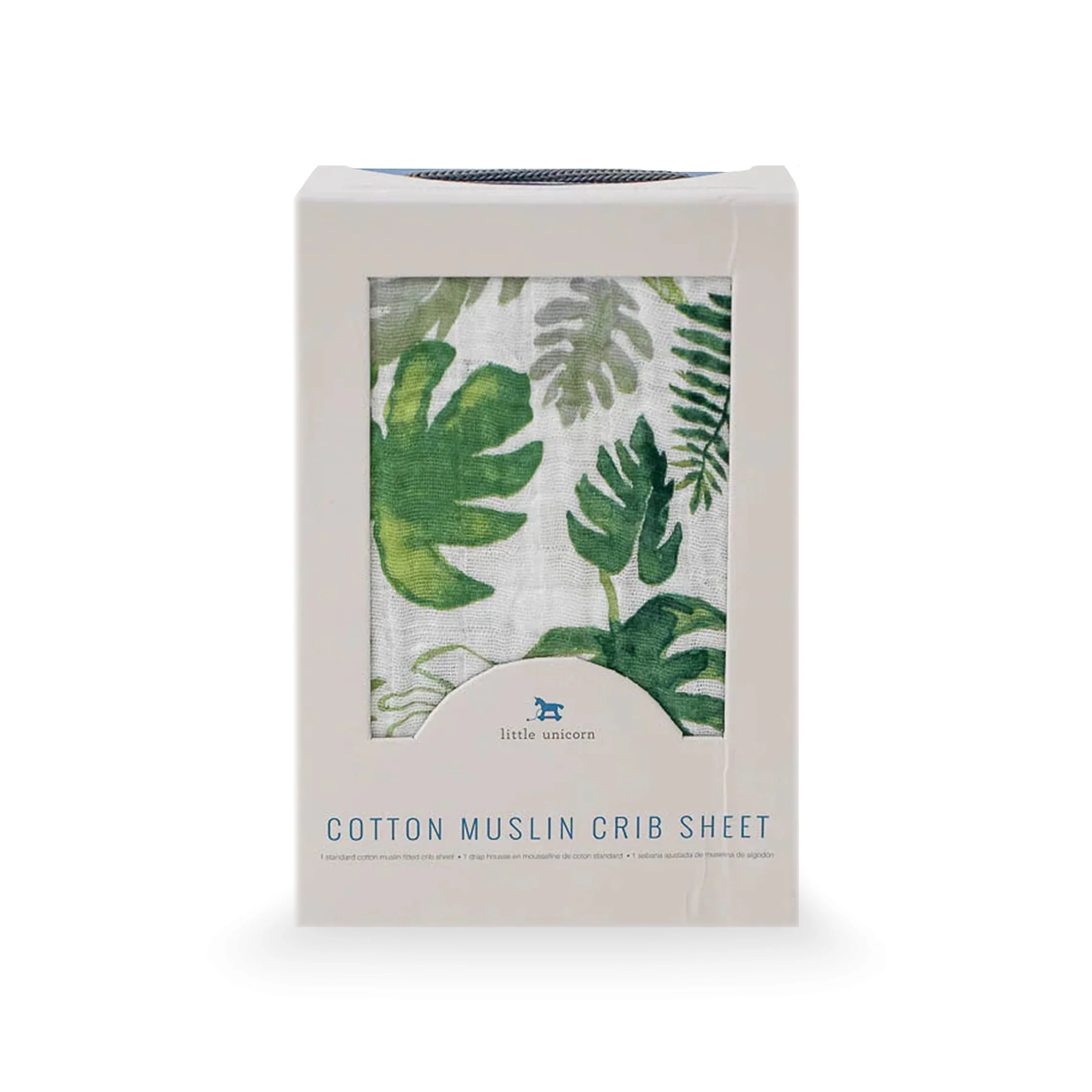 Cotton Muslin Crib Sheet - Tropical Leaf - Image 4