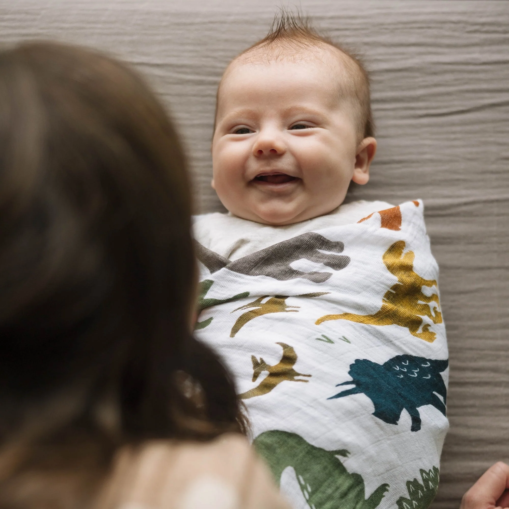 Cotton Muslin Swaddle Blanket - Dino Friends - Image 5