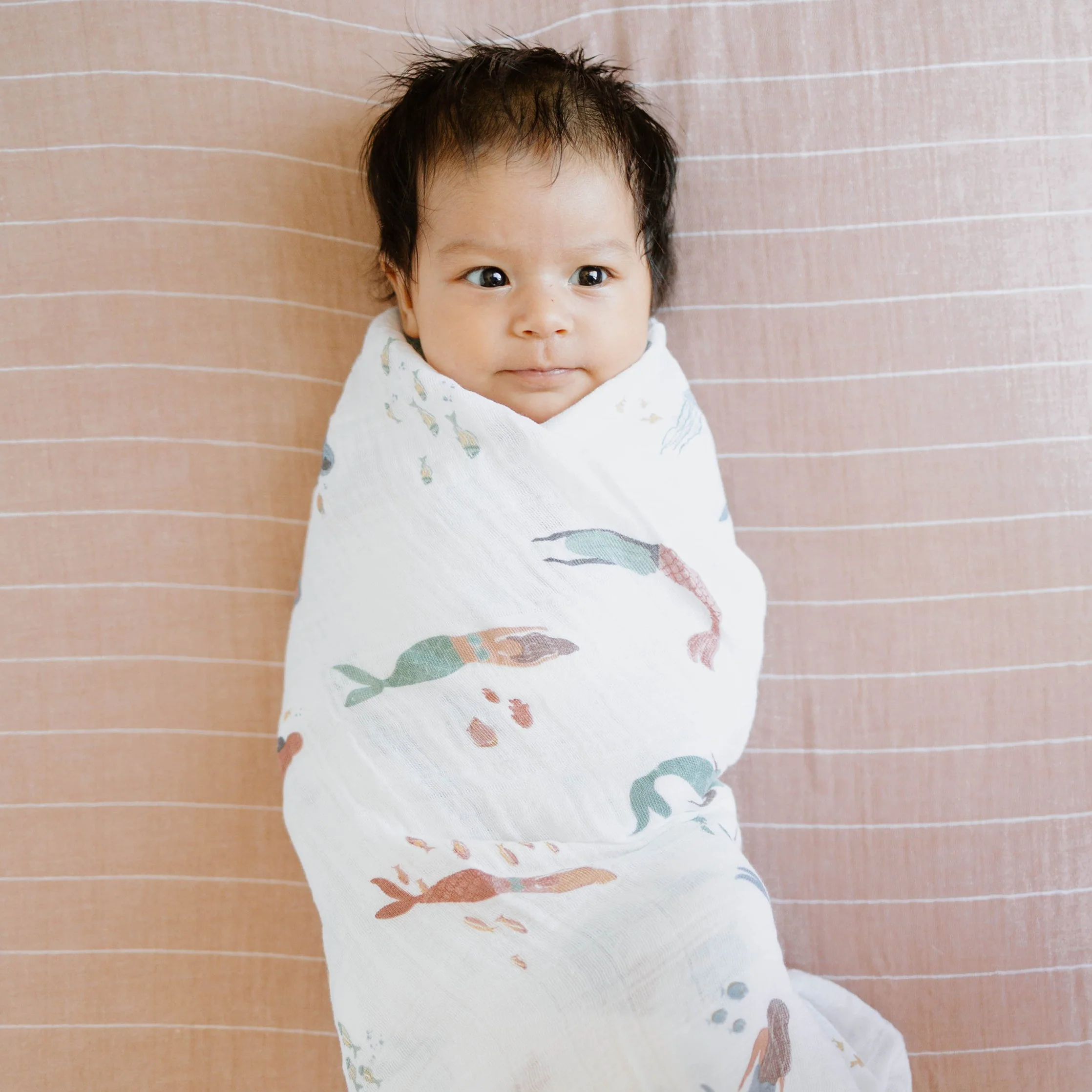 Cotton Muslin Swaddle Blanket - Mermaids - Image 6