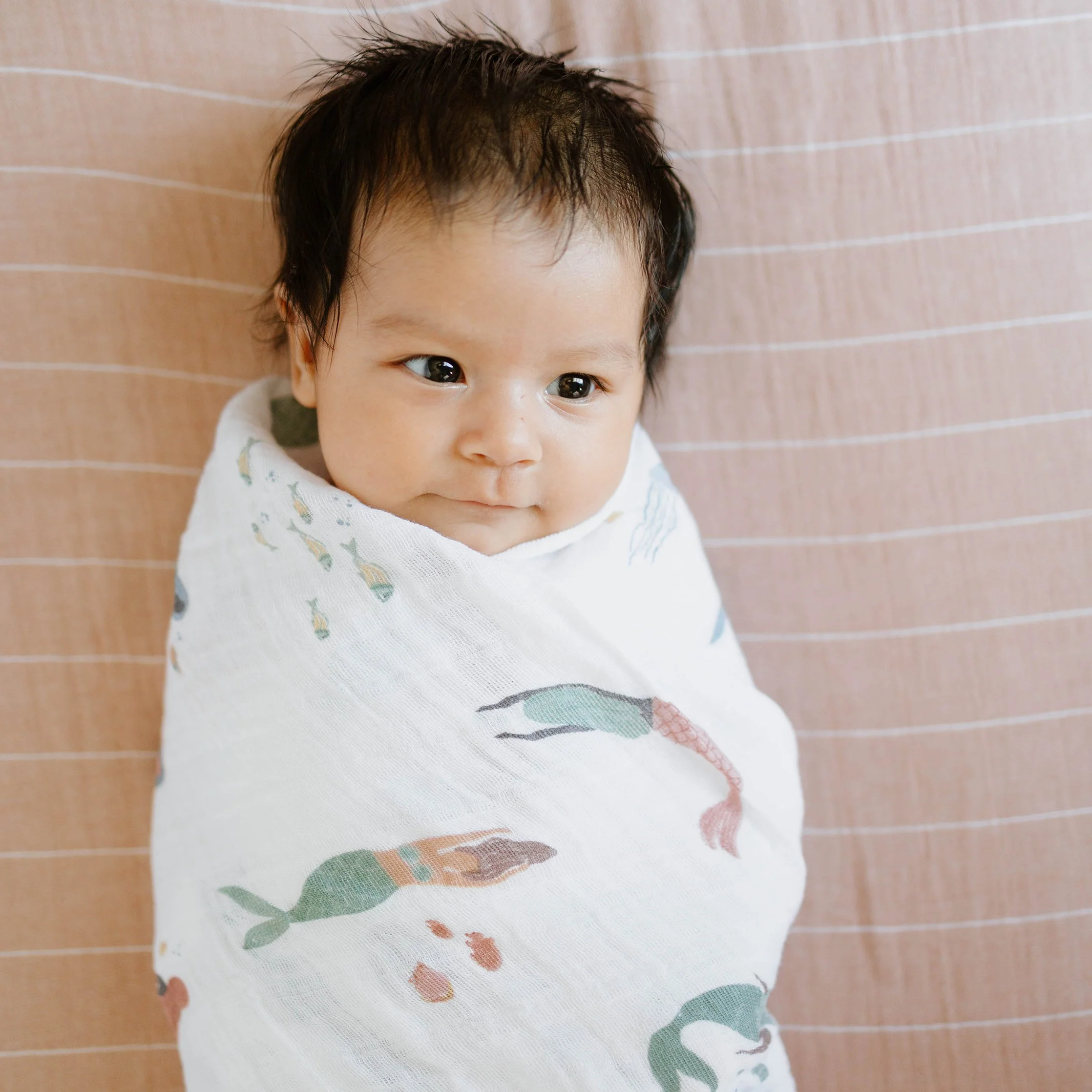 Cotton Muslin Swaddle Blanket - Mermaids - Image 7