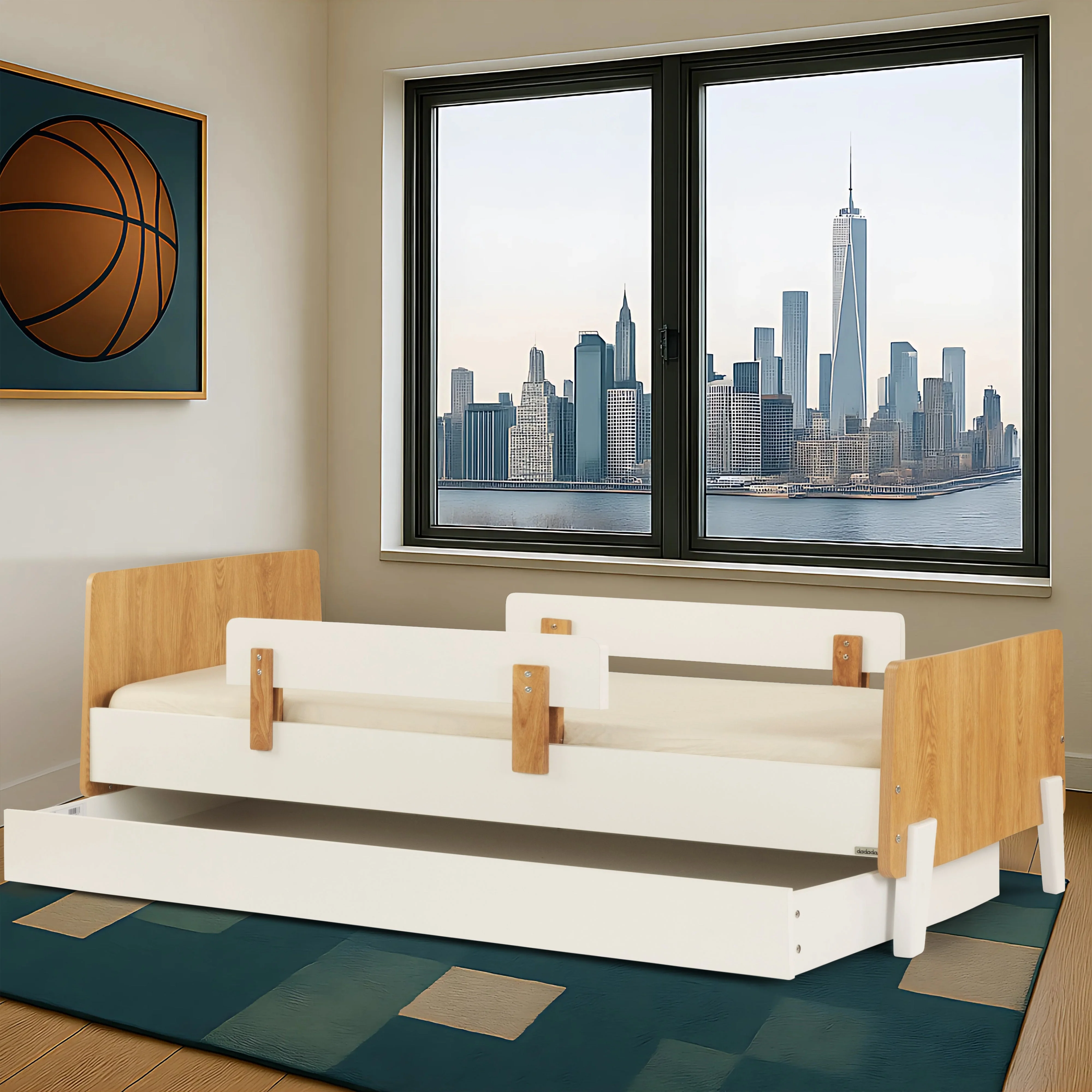 Fun Twin Bed with Safety Guardrails for Kids - Image 17